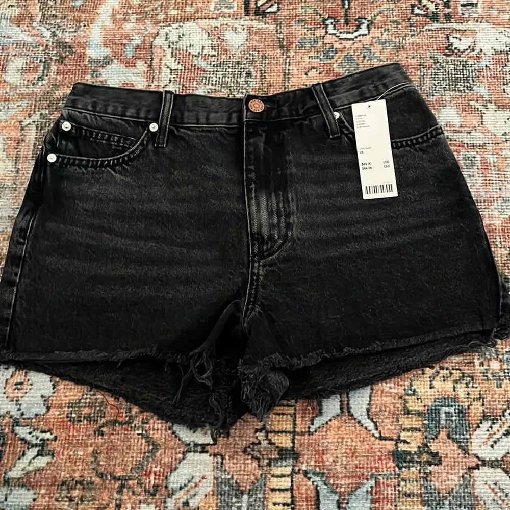 BDG Black Washed Denim High-Rise Cutoff Shorts